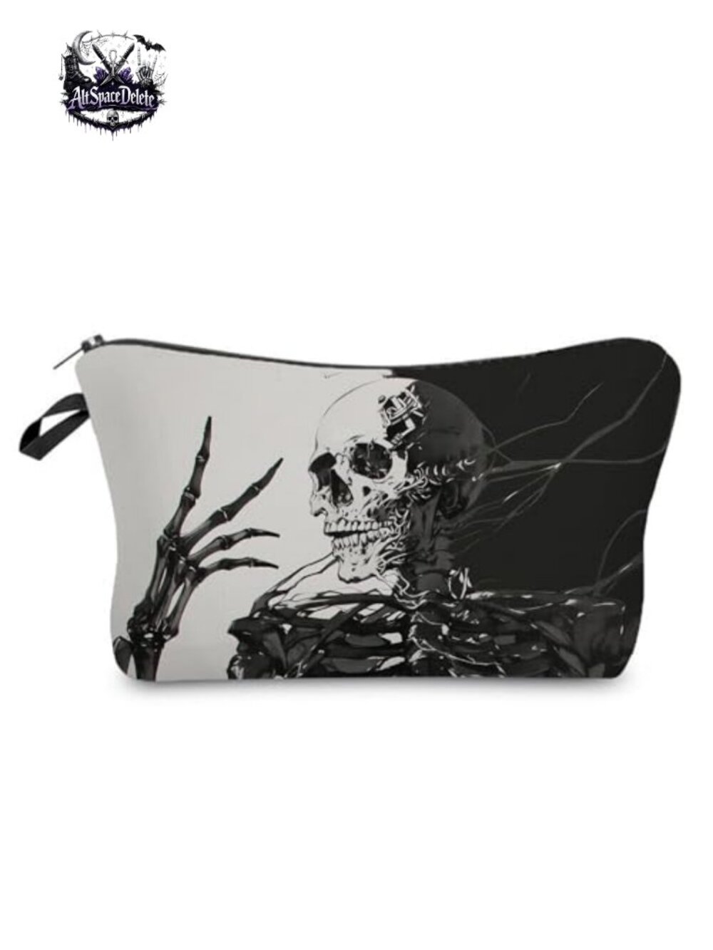 Gothic Skeleton Polyester Cosmetic Bag Zipper Makeup Travel Pouch
